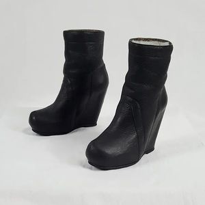 Rick Owens Black Shearling Boots